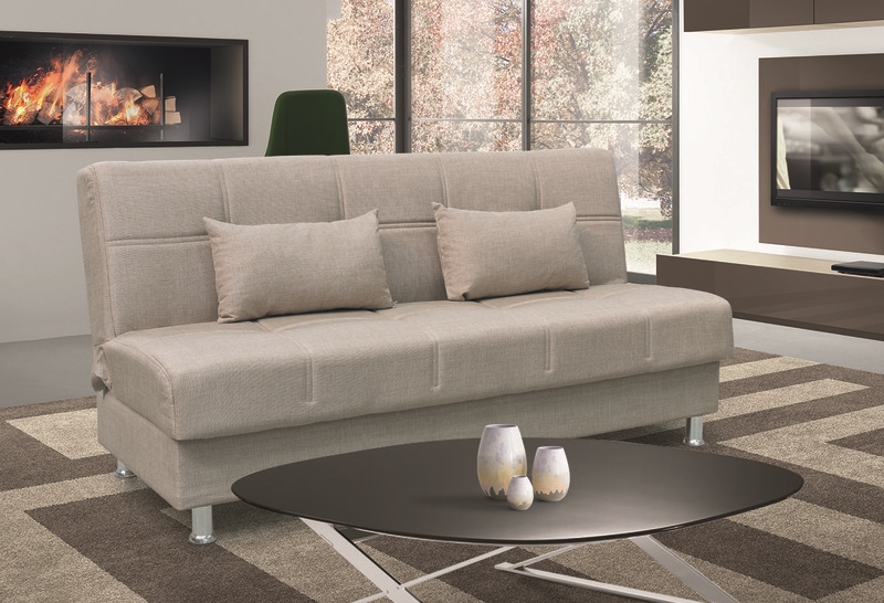 FELINA LIGHT BROWN ΥΦΑΣΜΑ 3ΘΕΣΙΟΣ ΚΑΝΑΠΕΣ/ΚΡΕΒΑΤΙ ΜΕ ΑΠΟΘ.ΧΩΡΟ 182X90X80εκ.