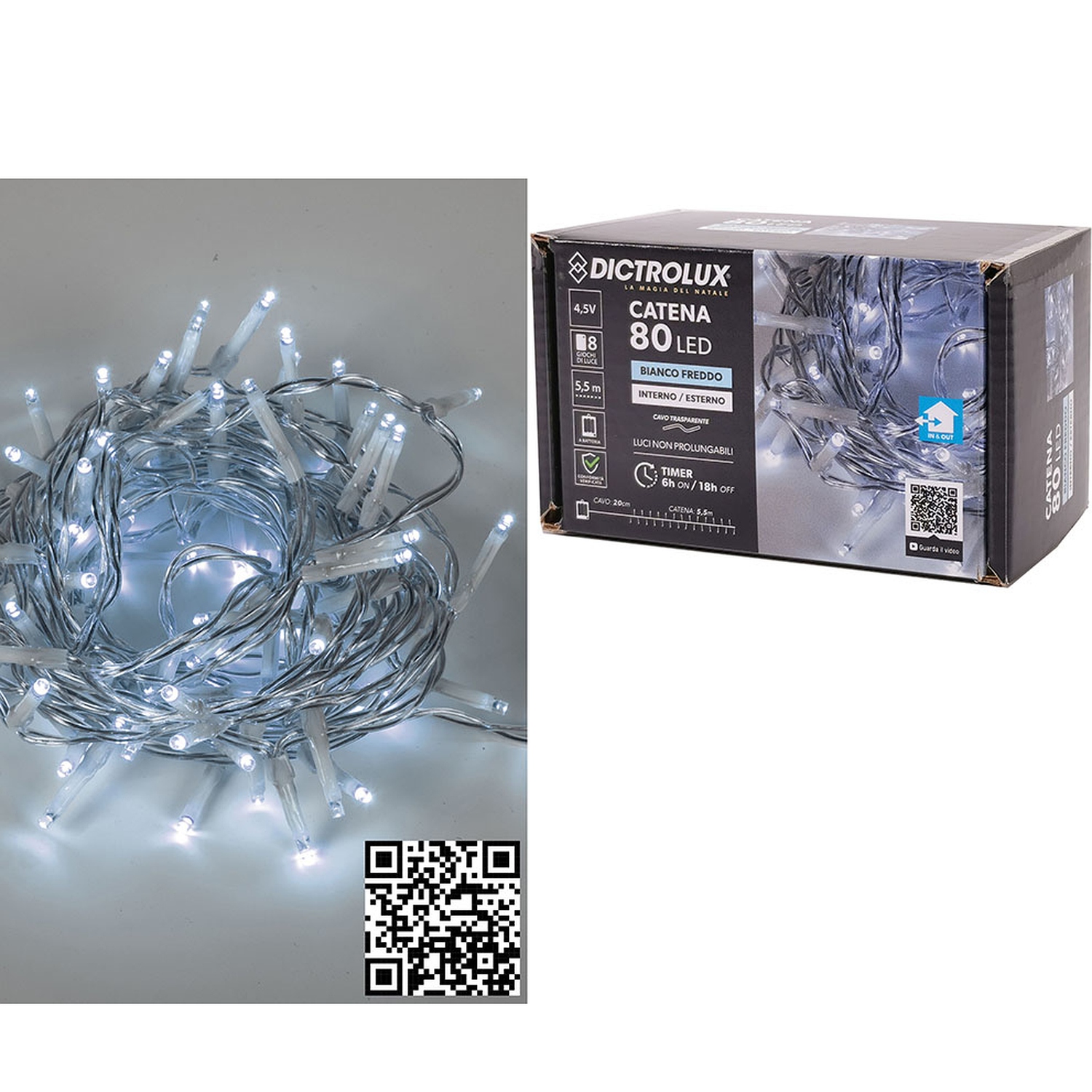 80 LED Κεριά Εσωτ. & Εξωτ. Χώρου Με 8 Προγράμματα Και Χρονοδιακόπτη Ψυχρό Λευκό Φως Διάφανο Καλώδιο Μη Επεκτεινόμενο Μπα