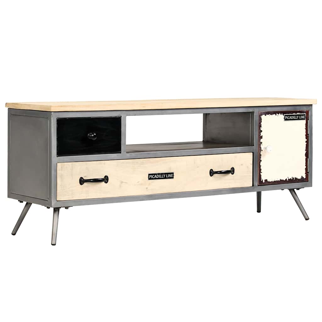 vidaXL Έπιπλο Τηλεόρασης 120x30x45 εκ. από Μασίφ Ξύλο Μάνγκο & Ατσάλι