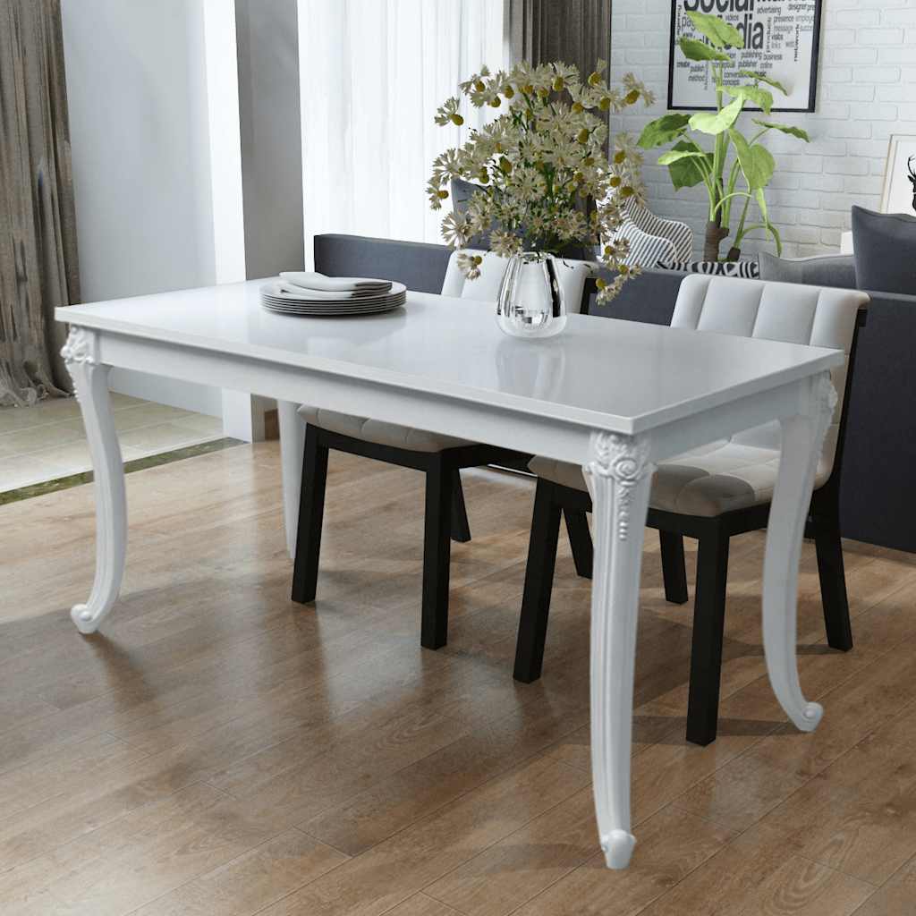 vidaXL Τραπεζαρία Γυαλιστερή Λευκή 116 x 66 x 76 εκ.