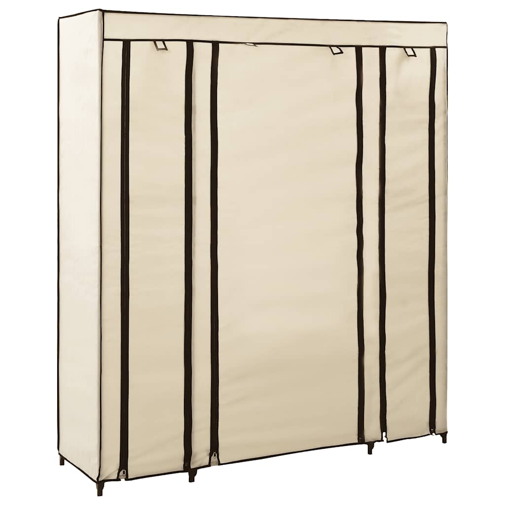 vidaXL Ντουλάπα με Ράφια / Σωλήνες Κρεμ 150x45x176 εκ. Υφασμάτινη