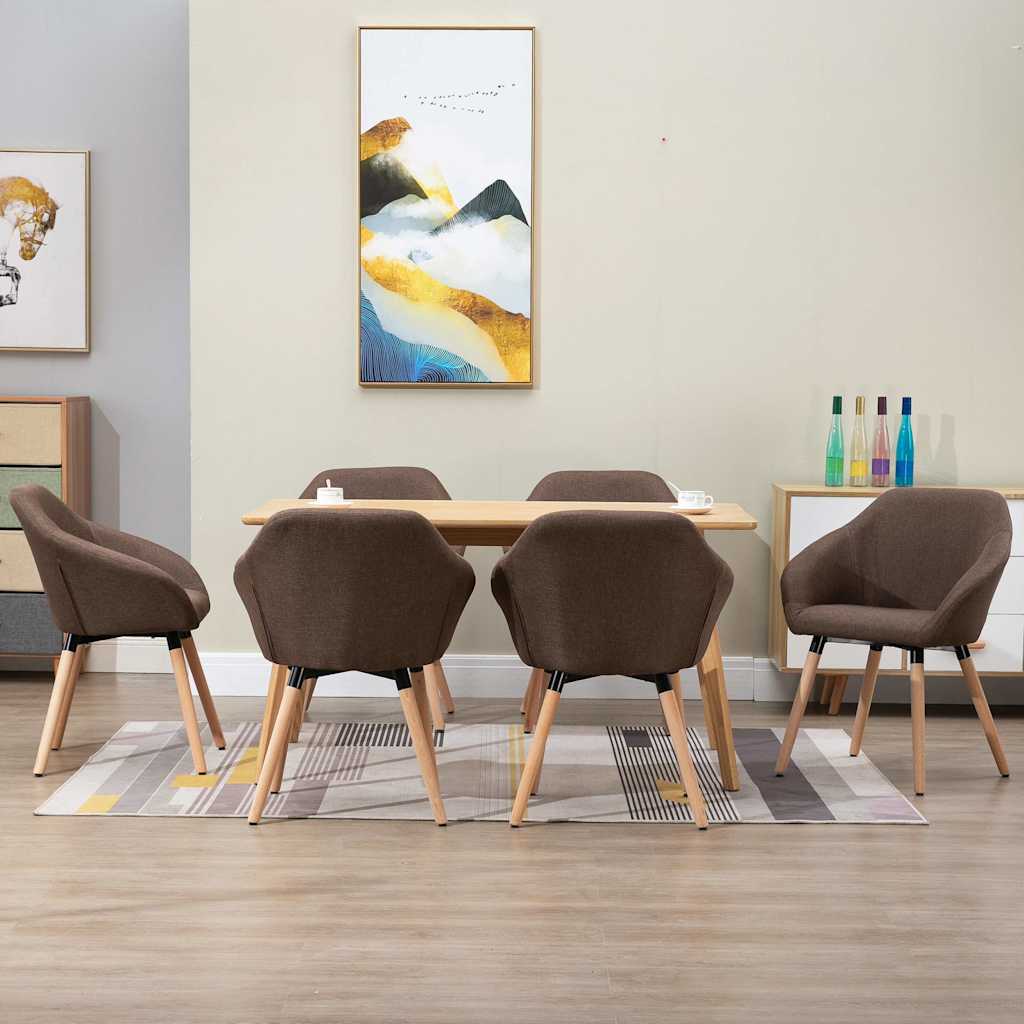 vidaXL Καρέκλες Τραπεζαρίας 6 τεμ. Καφέ Υφασμάτινες