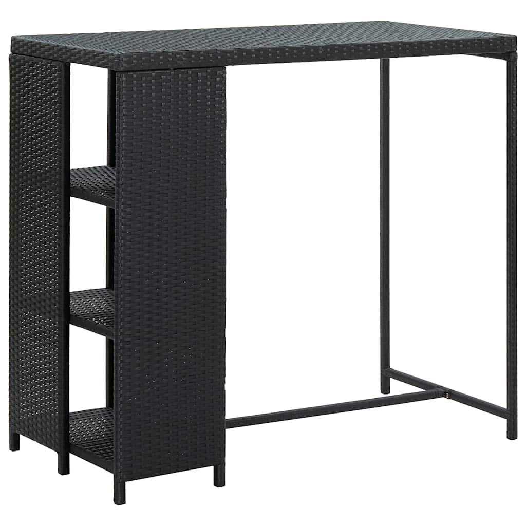 vidaXL Τραπέζι Μπαρ με Ράφια Μαύρο 120x60x110 εκ. από Συνθετικό Ρατάν