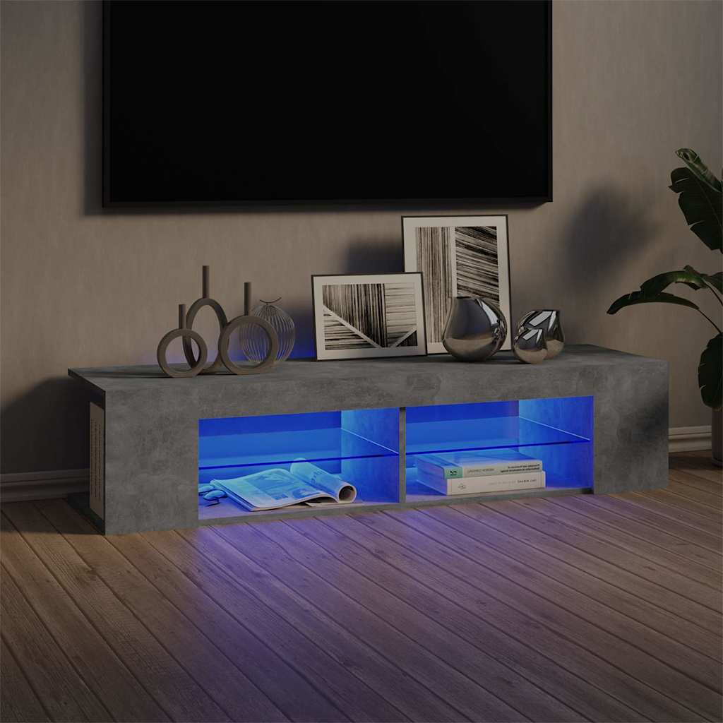 vidaXL Έπιπλο Τηλεόρασης με LED Γκρι Σκυροδέματος 135x39x30 εκ.