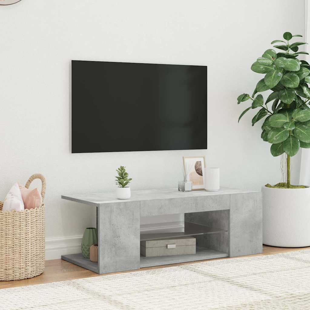 vidaXL Έπιπλο Τηλεόρασης με LED Γκρι Σκυροδέματος 90x39x30 εκ.