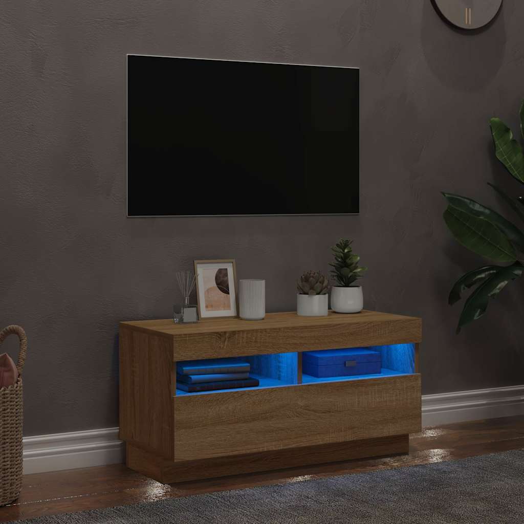 vidaXL Έπιπλο Τηλεόρασης με LED Sonoma Δρυς 80 x 35 x 40 εκ.