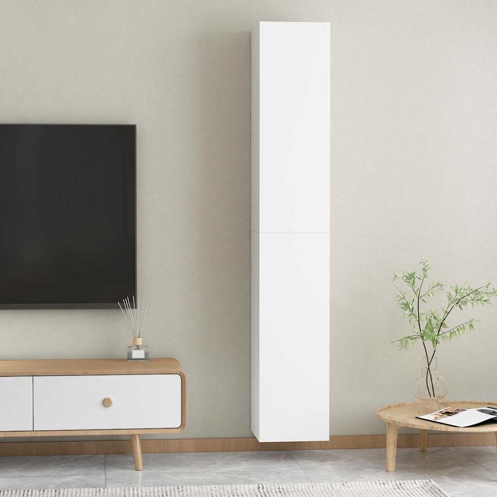 vidaXL Έπιπλα Τηλεόρασης 2 τεμ. Λευκά 30,5x30x90 εκ. από Επεξ. Ξύλο