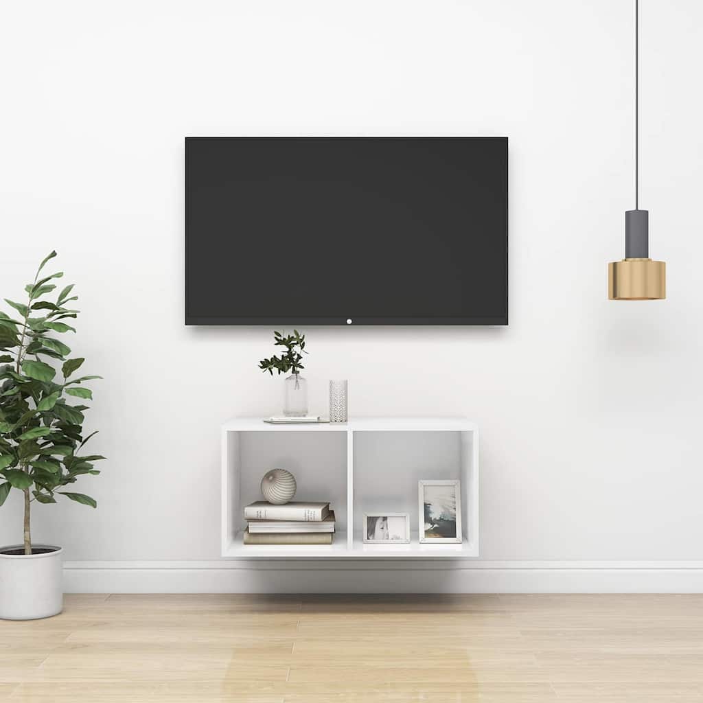 vidaXL Έπιπλο Τηλεόρασης Κρεμαστό Λευκό 37x37x72 εκ. από Επεξ. Ξύλο