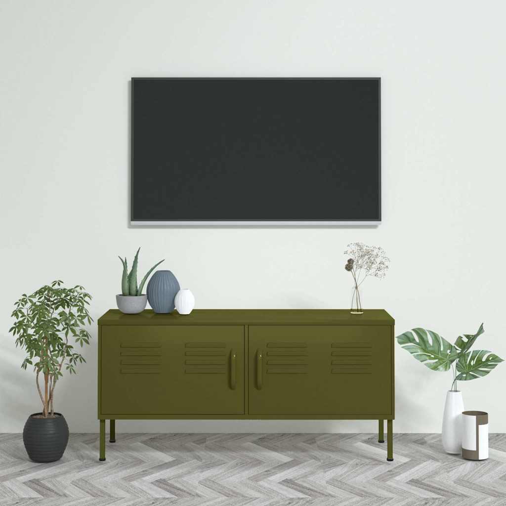 vidaXL Έπιπλο Τηλεόρασης Πράσινο Λαδί 105x35x50 εκ. από Ατσάλι