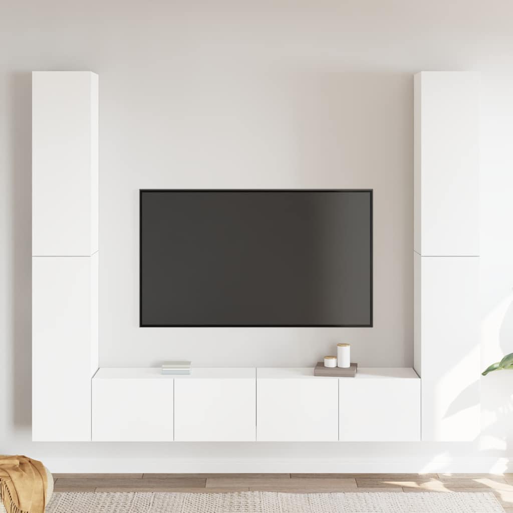 vidaXL Έπιπλα Τηλεόρασης Σετ 6 Τεμαχίων Λευκό από Επεξ. Ξύλο