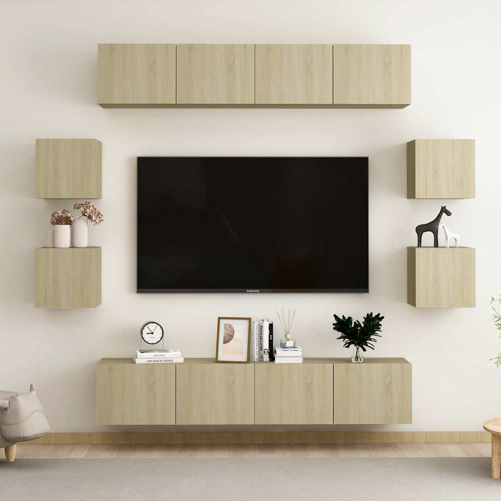 vidaXL Έπιπλα Τηλεόρασης Σετ 8 Τεμαχίων Sonoma Δρυς από Επεξ. Ξύλο