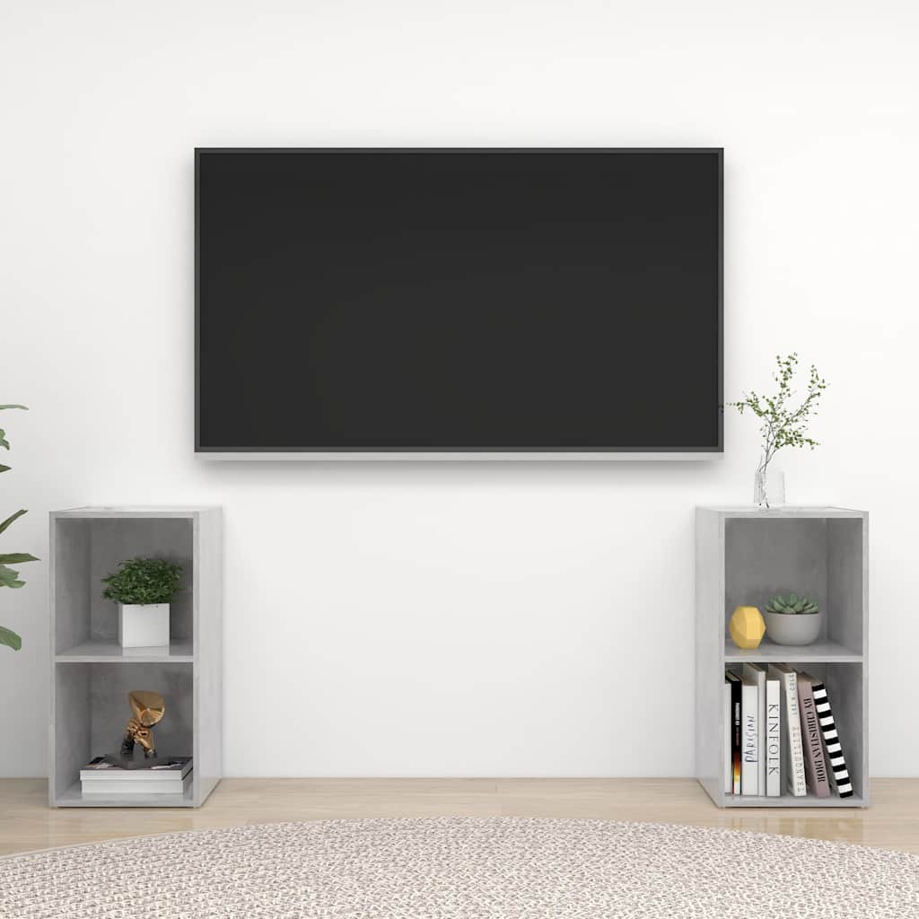 vidaXL Έπιπλα Τηλεόρασης 2 τεμ. Γκρι Σκυρ. 72x35x36,5 εκ. Επεξ. Ξύλο