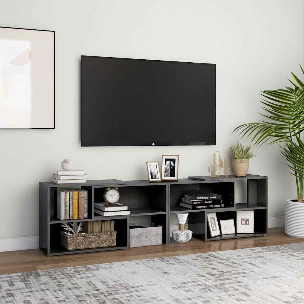 vidaXL Έπιπλο Τηλεόρασης Γυαλιστερό Γκρι 149x30x52 εκ. Επεξ. Ξύλο
