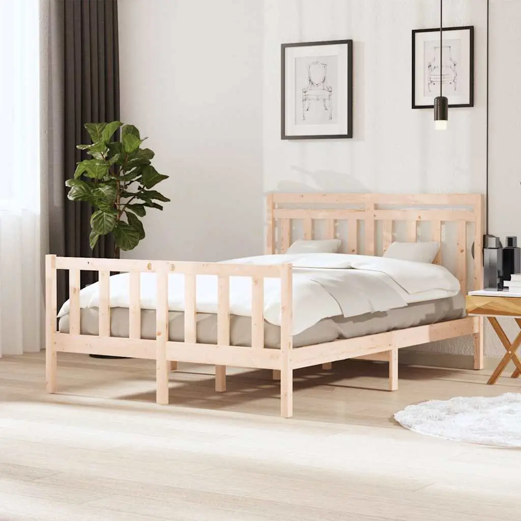 vidaXL Πλαίσια κρεβατιού Φυσικό 140 x 200 cm Στερεά ξυλεία πεύκου