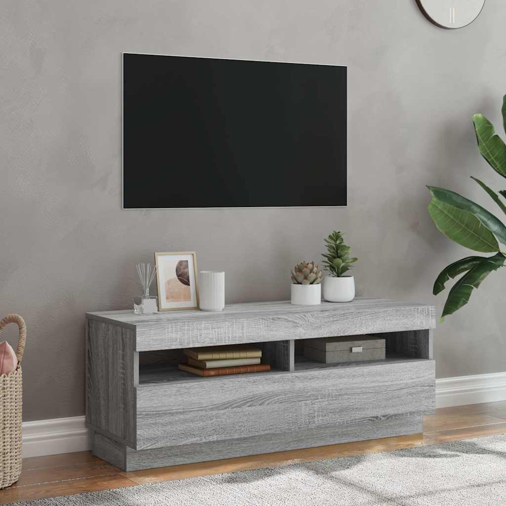 vidaXL Έπιπλο Τηλεόρασης με LED Γκρι Sonoma 100x35x40 εκ.