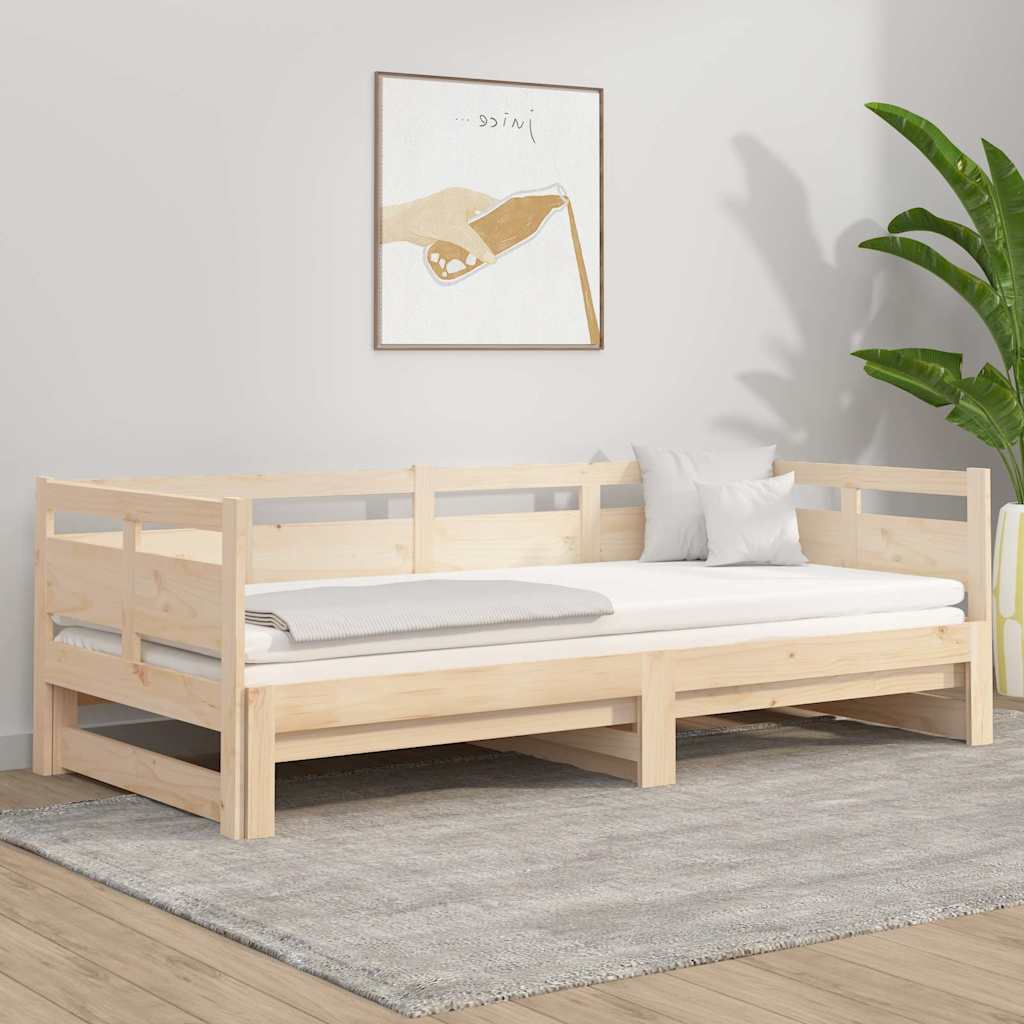 vidaXL Καναπές Κρεβάτι Συρόμενος 2x(80x200) εκ. από Μασίφ Ξύλο Πεύκου