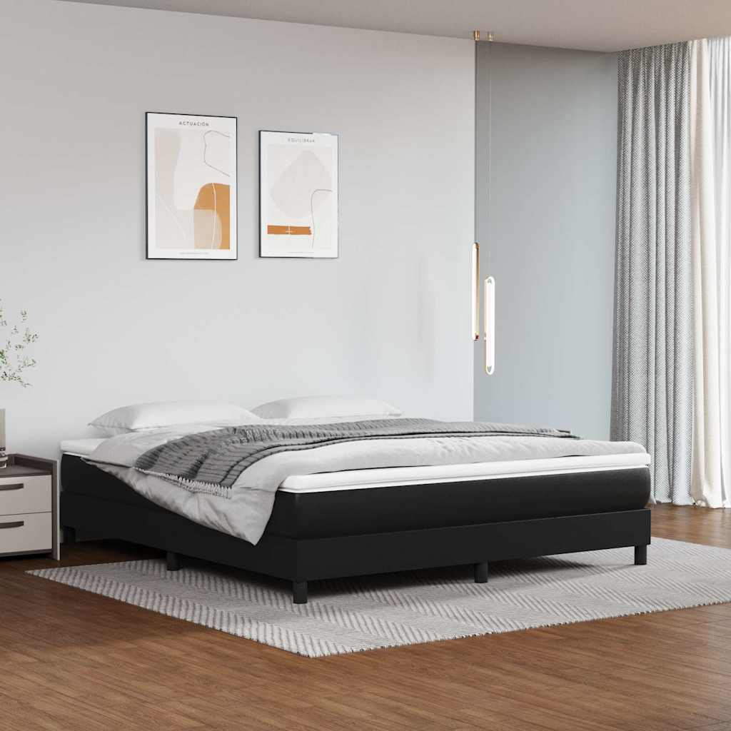 vidaXL Στρώμα με Pocket Springs Μεσαίας Σκληρότητας Μαύρο 152x203x20εκ. Συνθετικό Δέρμα