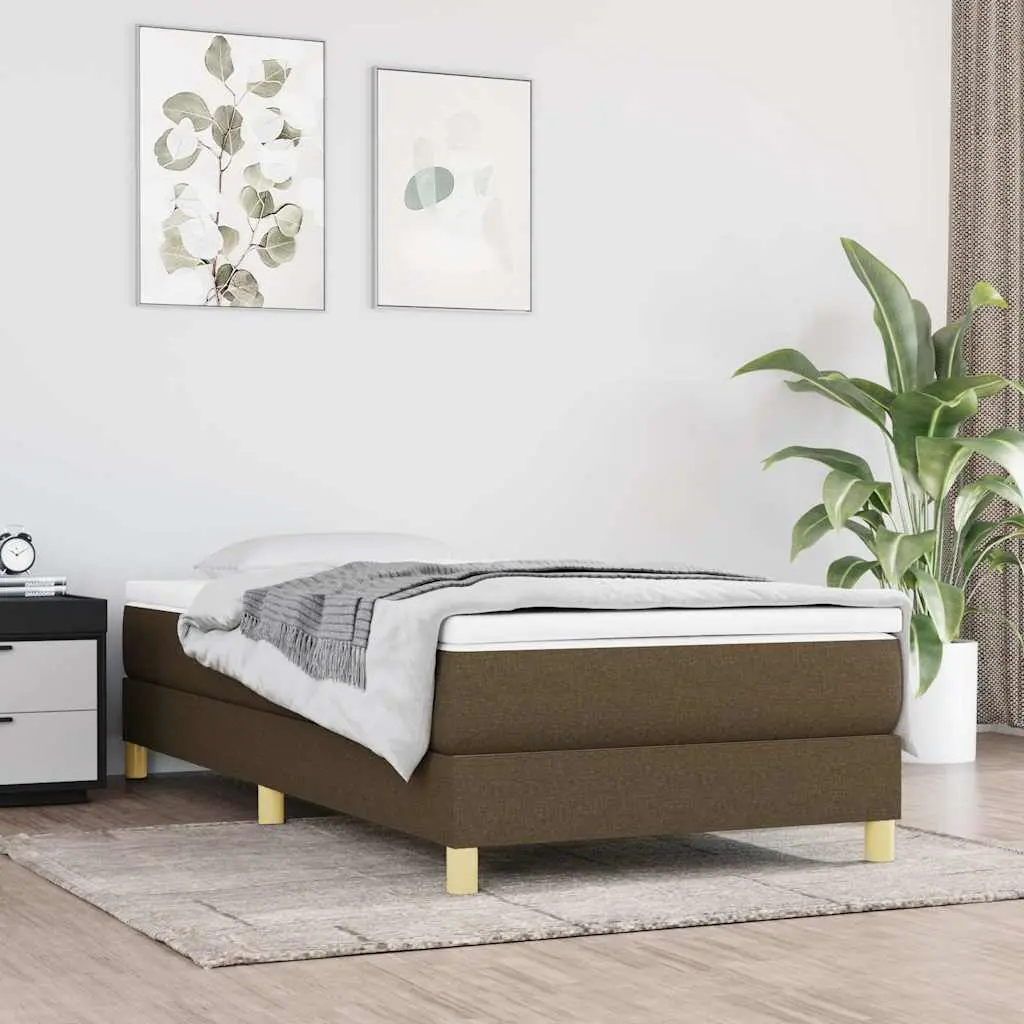 vidaXL Σκελετός Κρεβατιού με Ελατήρια Σκ. Καφέ 90x190 εκ. Υφασμάτινο