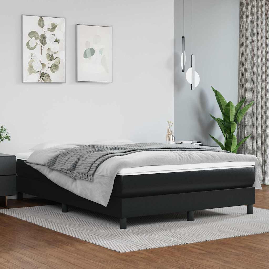 vidaXL Σκελετός Κρεβατιού με Ελατήρια Μαύρο 140x190 εκ. από Συνθετικό Δέρμα