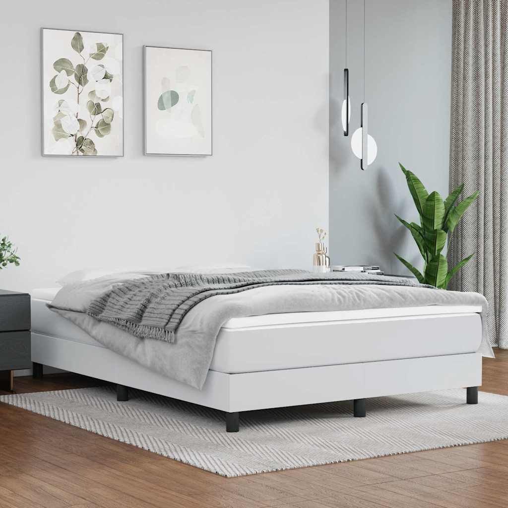 vidaXL Σκελετός Κρεβατιού με Ελατήρια Λευκό 140x200 εκ. από Συνθετικό Δέρμα