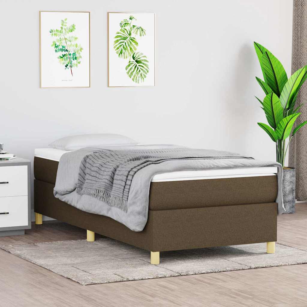 vidaXL Σκελετός Κρεβατιού με Ελατήρια Σκ. Καφέ 90x190 εκ. Υφασμάτινο
