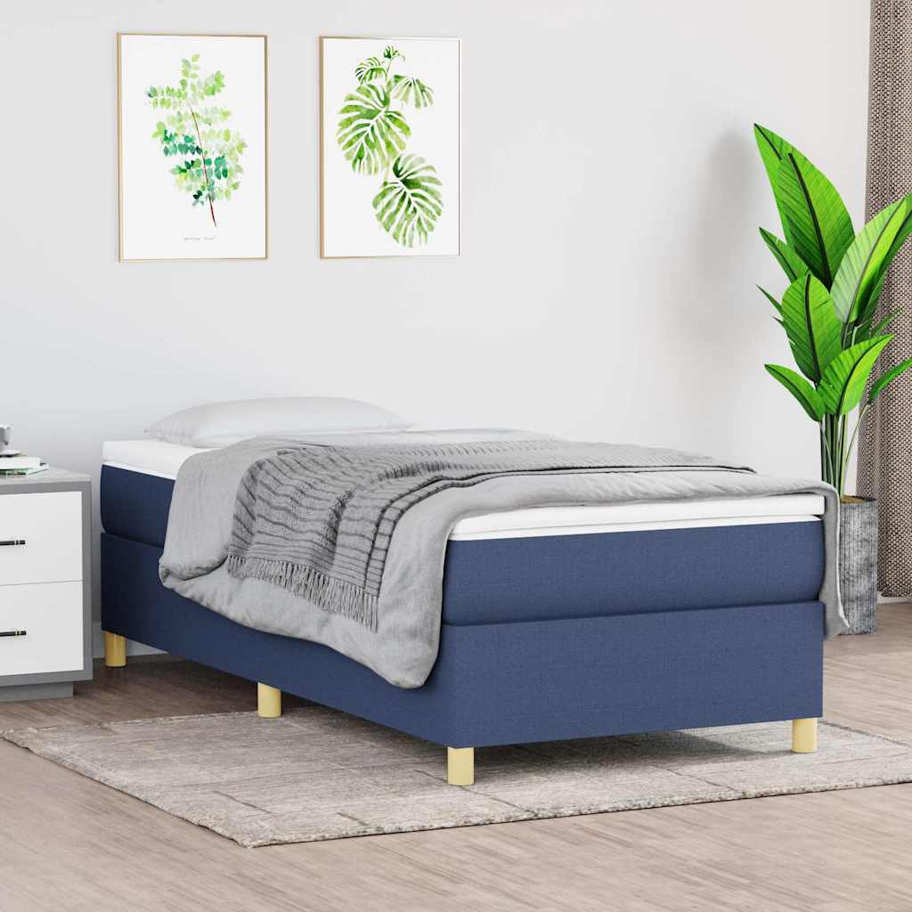 vidaXL Σκελετός Κρεβατιού με Ελατήρια Μπλε 90x190 εκ. Υφασμάτινο