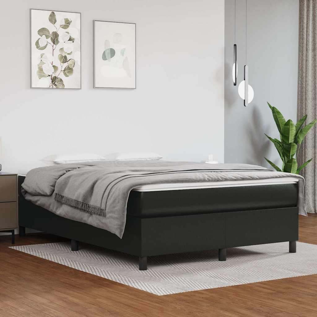 vidaXL Σκελετός Κρεβατιού με Ελατήρια Μαύρο 140x190 εκ. από Συνθετικό Δέρμα