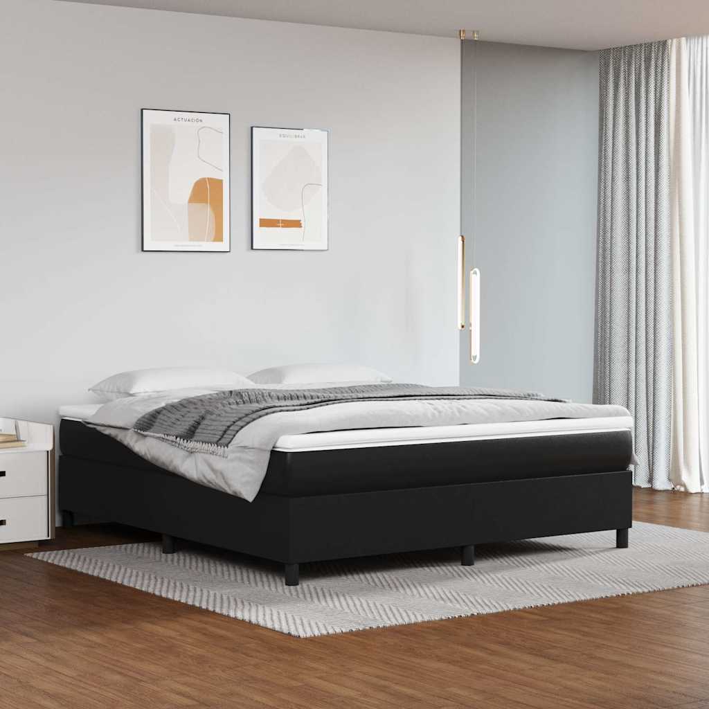 vidaXL Σκελετός Κρεβατιού με Ελατήρια Μαύρο 180x200 εκ. από Συνθετικό Δέρμα