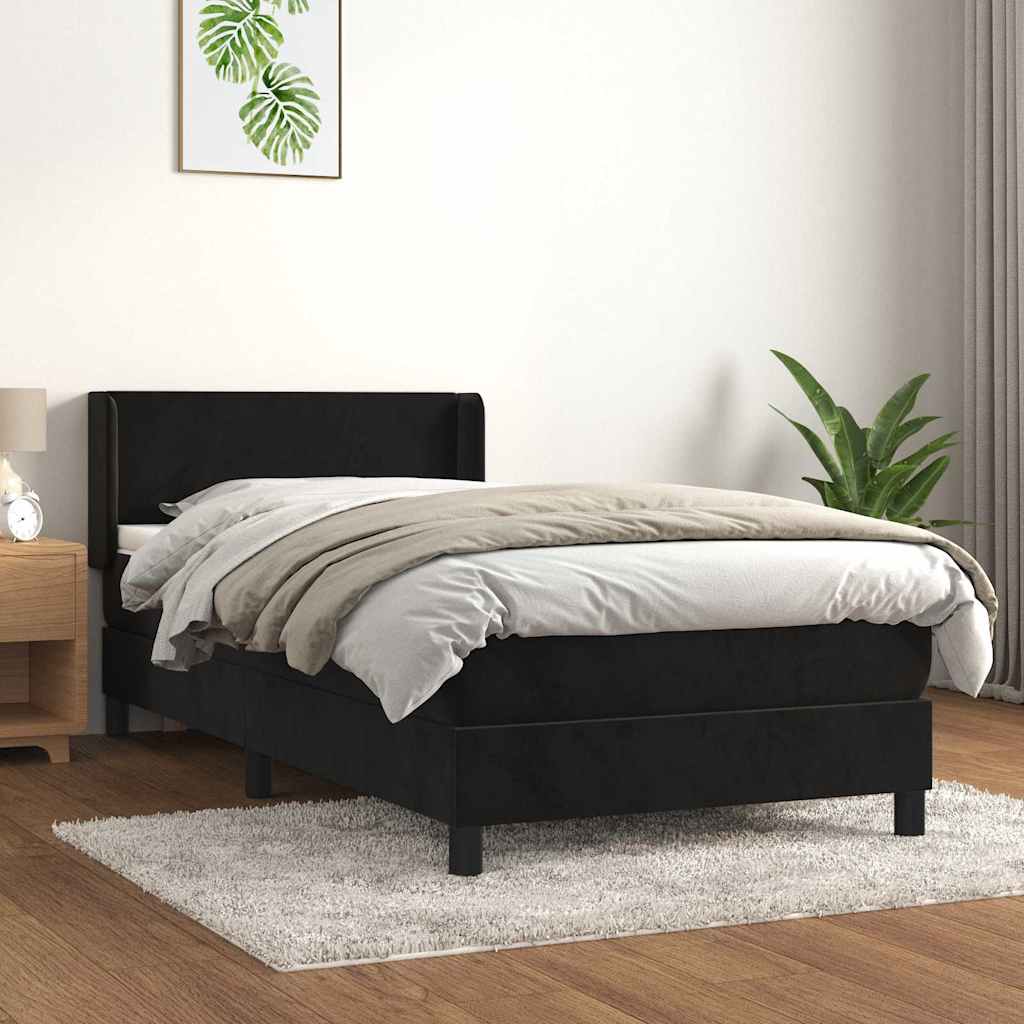 vidaXL Κρεβάτι Boxspring με Στρώμα Μαύρο 100x200 εκ. Βελούδινο