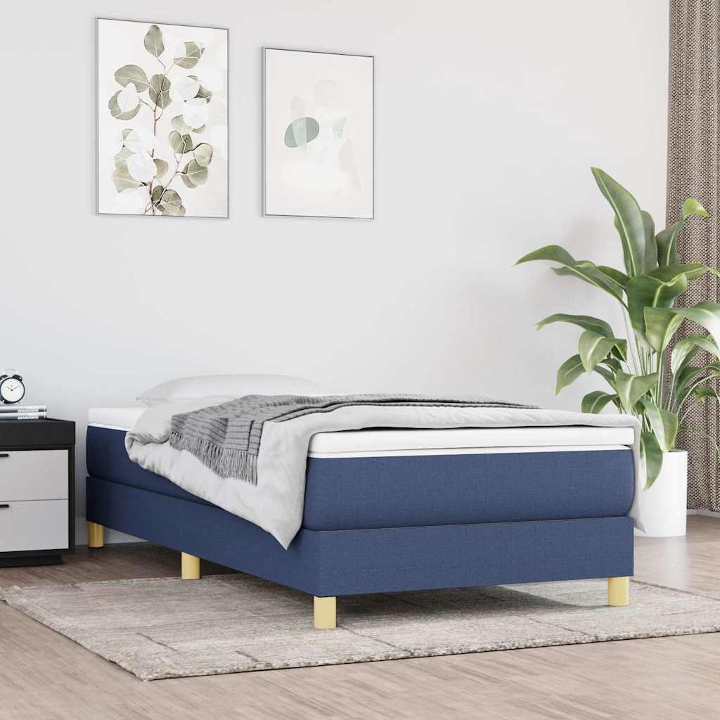 vidaXL Κρεβάτι Boxspring με Στρώμα Μπλε 80x200 εκ. Υφασμάτινο