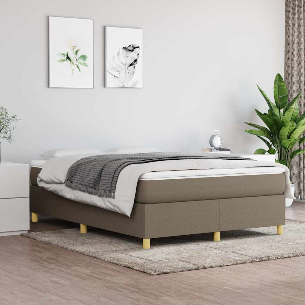 vidaXL Κρεβάτι Boxspring με Στρώμα Taupe 140x190 εκ. Υφασμάτινο