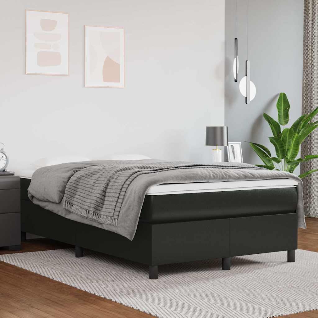 vidaXL Κρεβάτι Boxspring με Στρώμα Μαύρο 120 x 200 εκ. Συνθετικό Δέρμα