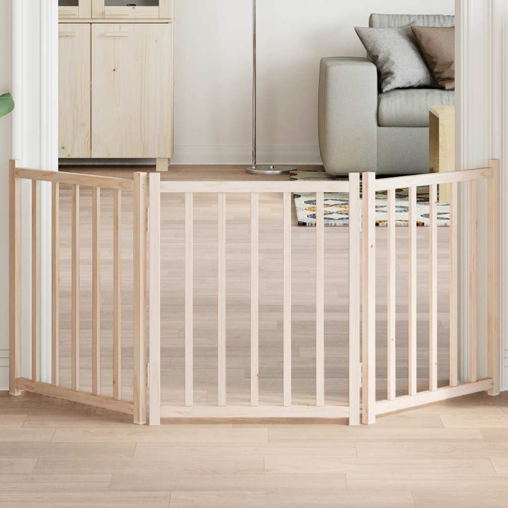 vidaXL Πύλη σκύλου πτυσσόμενη 3 πάνελ 150 cm από μασίφ ξύλο ελάτης