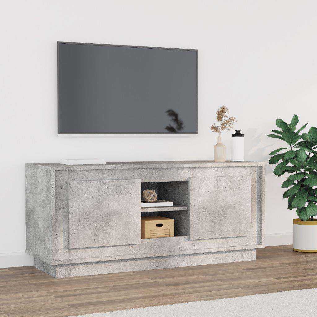 vidaXL Έπιπλο Τηλεόρασης Γκρι Σκυροδέματος 102x35x45εκ. Επεξεργ. Ξύλο