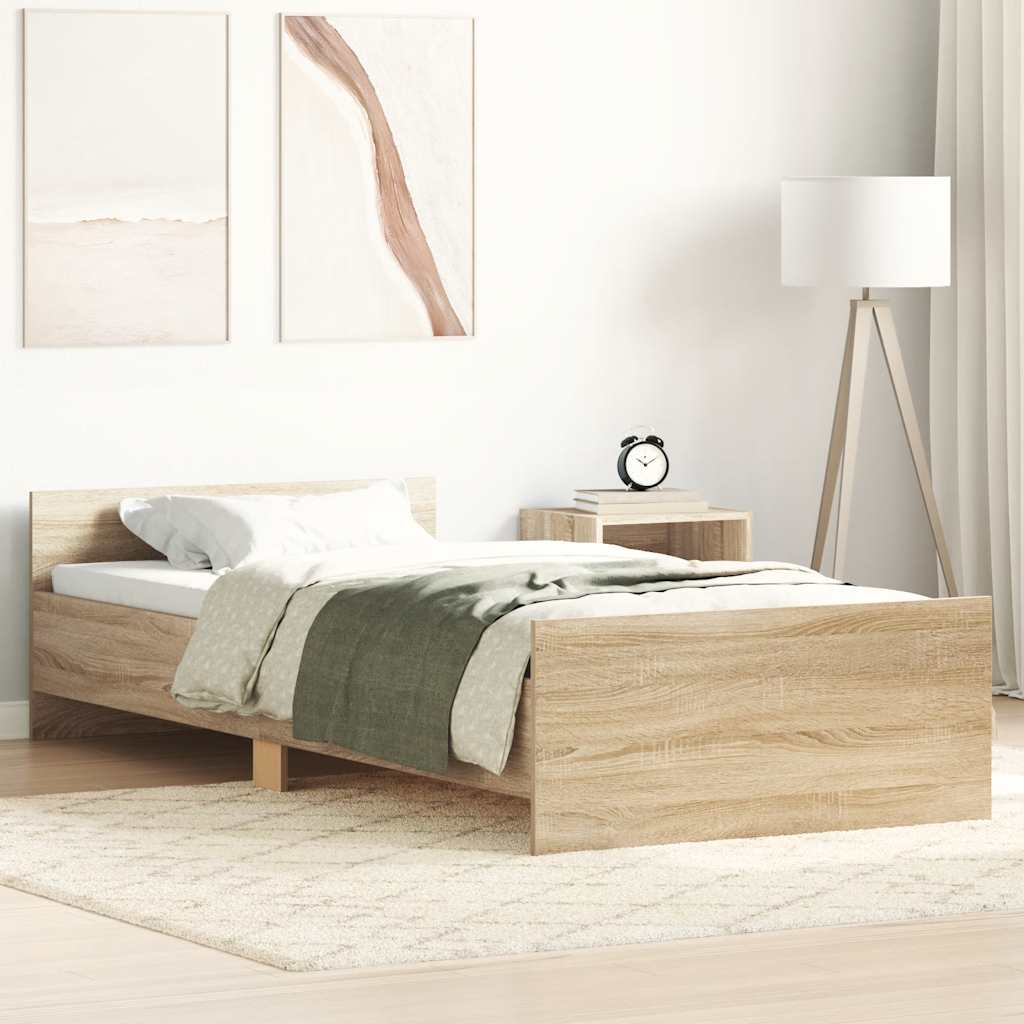vidaXL Πλαίσιο Κρεβατιού Χωρ. Στρώμα Sonoma Δρυς 75x190εκ Επεξ. Ξύλο