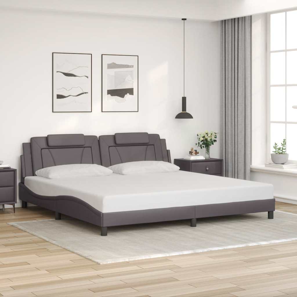 vidaXL Σκελετός Κρεβατιού Viana Χωρίς Στρώμα Γκρι 200x200 εκ. Συνθετικό Δέρμα