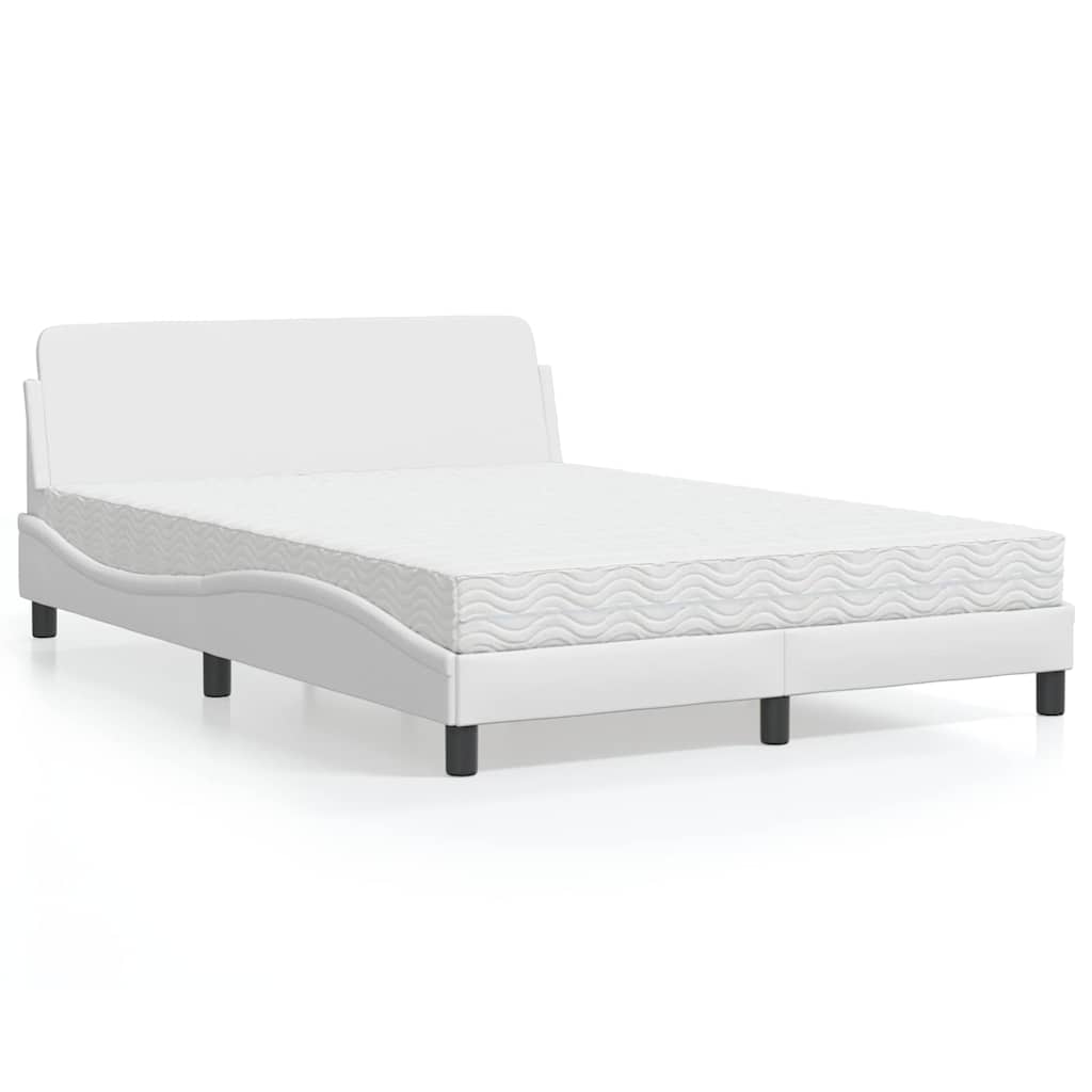 vidaXL Κρεβάτι με Στρώμα Dover Λευκό 120x200 εκ.από Συνθετικό Δέρμα