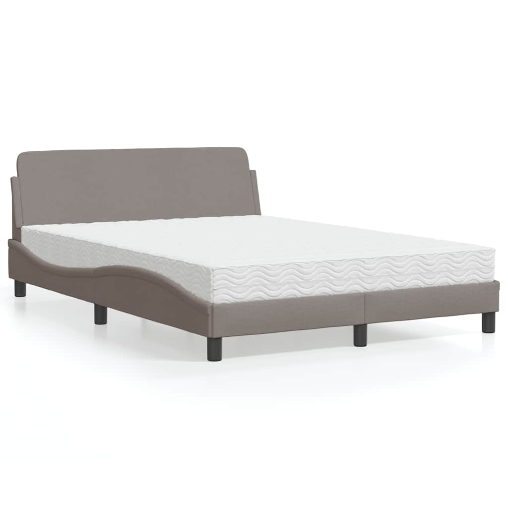 vidaXL Κρεβάτι με Στρώμα Dover Taupe 140x190 εκ. Υφασμάτινο
