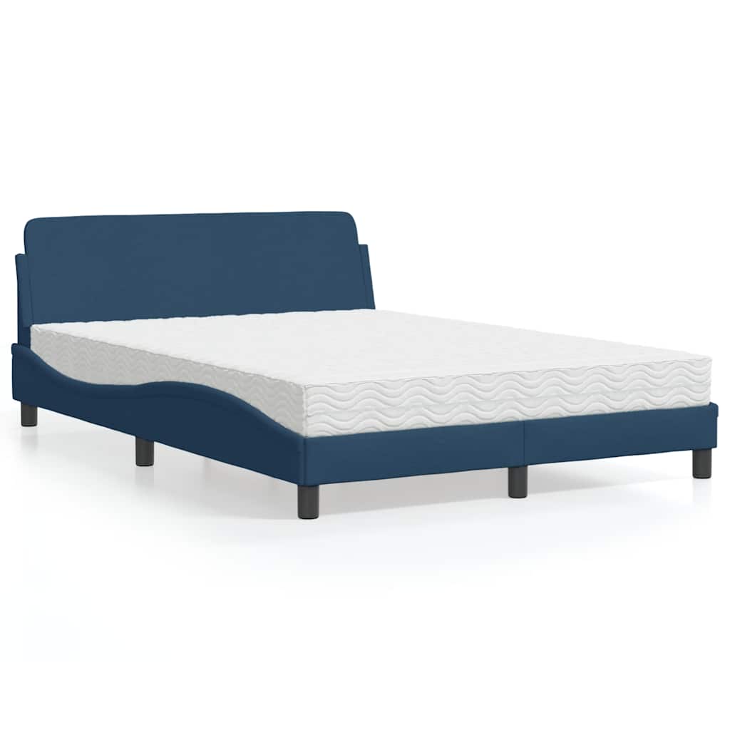 vidaXL Κρεβάτι με Στρώμα Dover Μπλε 140x200 εκ. Υφασμάτινο