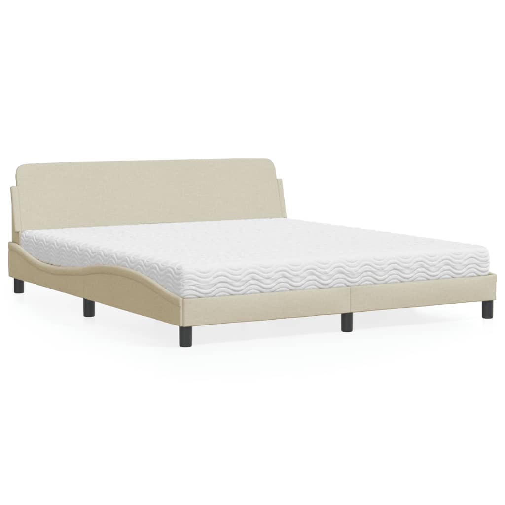 vidaXL Κρεβάτι με Στρώμα Dover Κρεμ 180x200 εκ. Υφασμάτινο