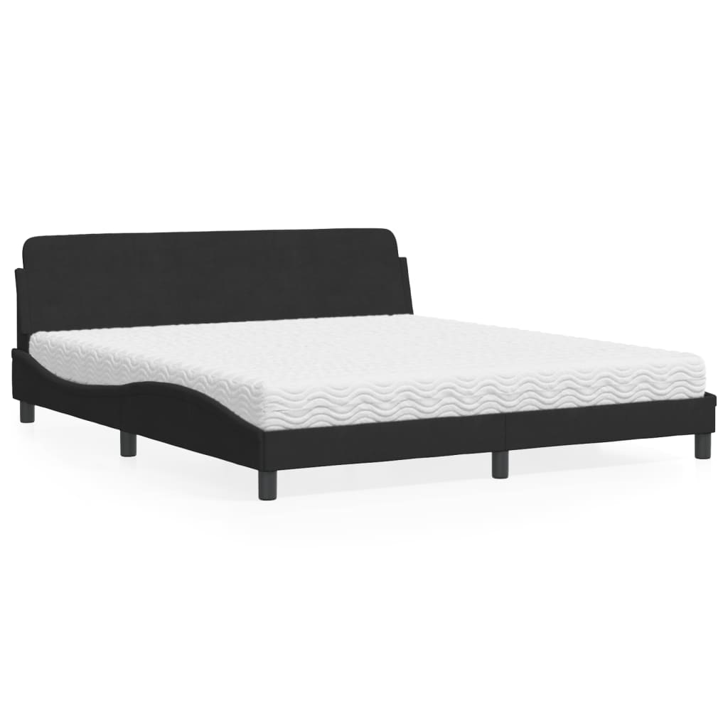 vidaXL Κρεβάτι με Στρώμα Dover Μαύρο 180x200 εκ. Βελούδινο