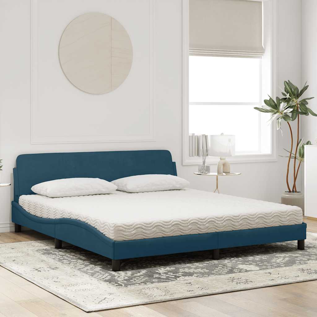 vidaXL Κρεβάτι με Στρώμα Dover Μπλε 180 x 200 εκ. Βελούδινος