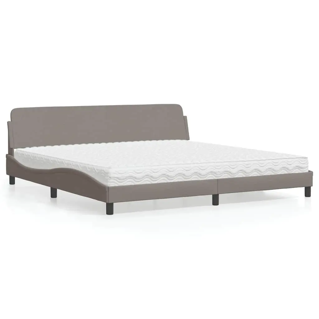 vidaXL Κρεβάτι με Στρώμα Dover Taupe 200x200 εκ. Υφασμάτινο
