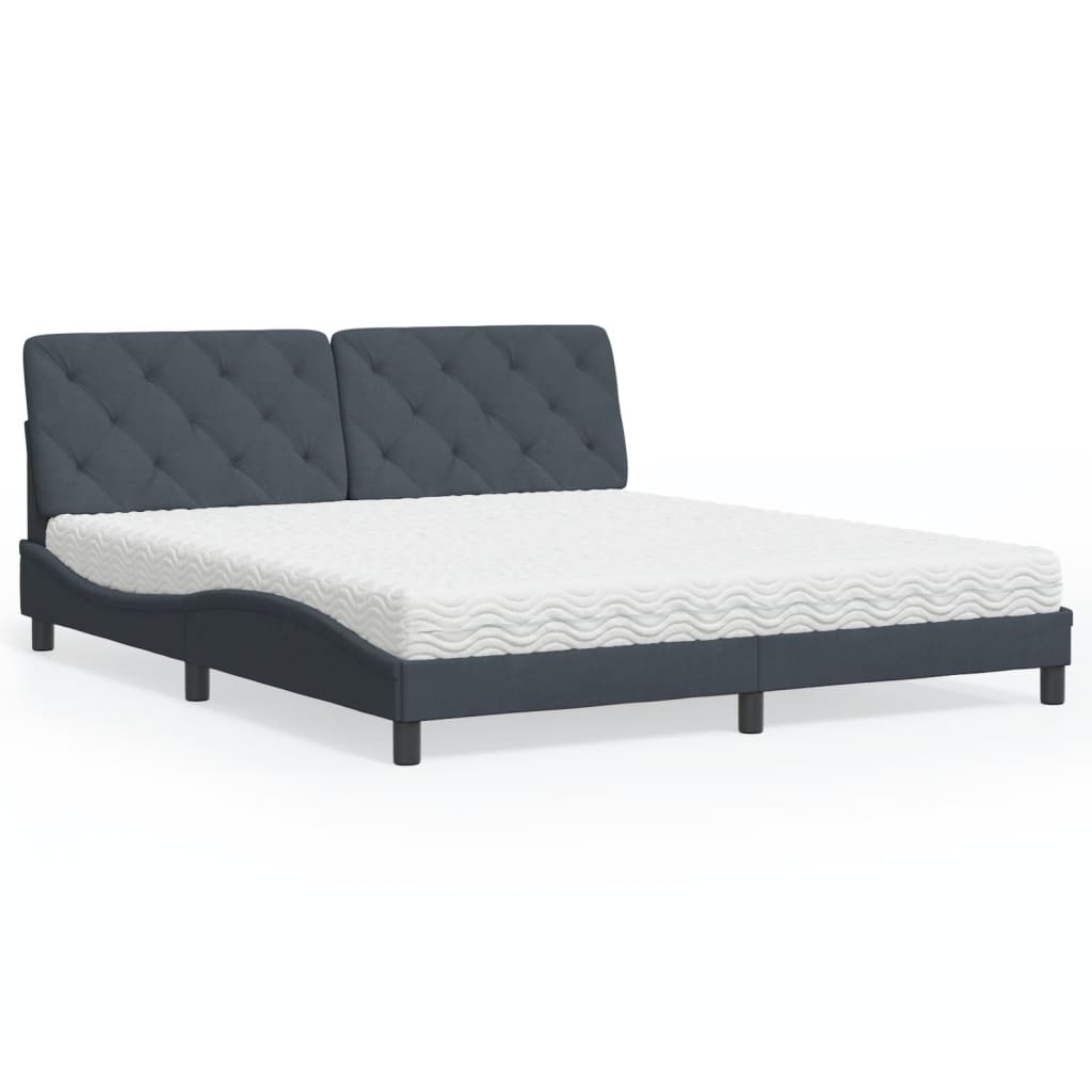vidaXL Κρεβάτι με Στρώμα Σκούρο Γκρι 180x200 εκ. Βελούδινο