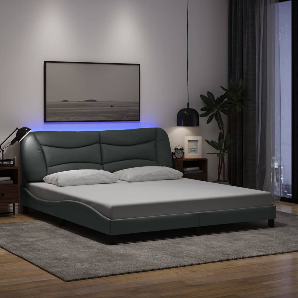 vidaXL Σκελετός Κρεβατιού με LED Χωρίς Στρώμα Hvar Αν. Γκρι 180x200 εκ.