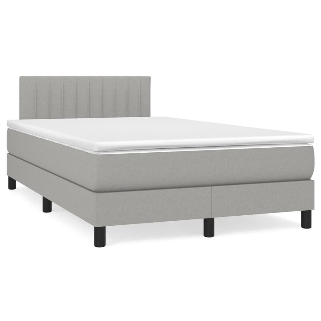 vidaXL Κρεβάτι Boxspring με Στρώμα Ανοιχτό Γκρι 120x190 εκ. Υφασμάτινο