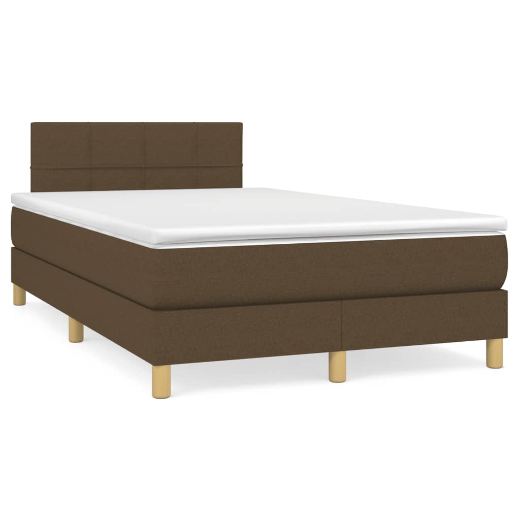 vidaXL Κρεβάτι Boxspring με Στρώμα Σκούρο Καφέ 120x190 εκ Υφασμάτινο