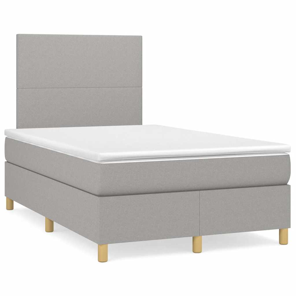vidaXL Κρεβάτι Boxspring με Στρώμα Ανοιχτό Γκρι 120x190 εκ. Υφασμάτινο