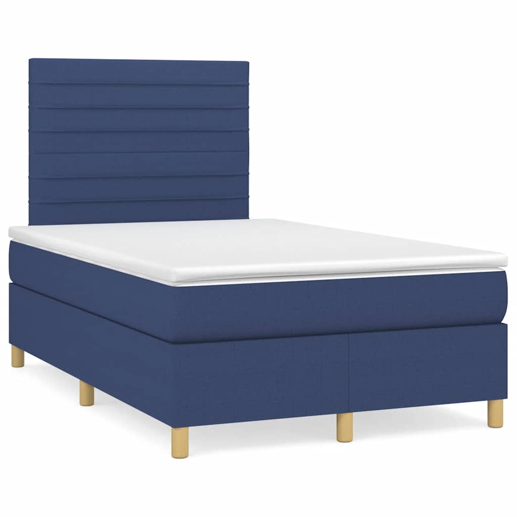 vidaXL Κρεβάτι Boxspring με Στρώμα Μπλε 120x190 εκ. Υφασμάτινο