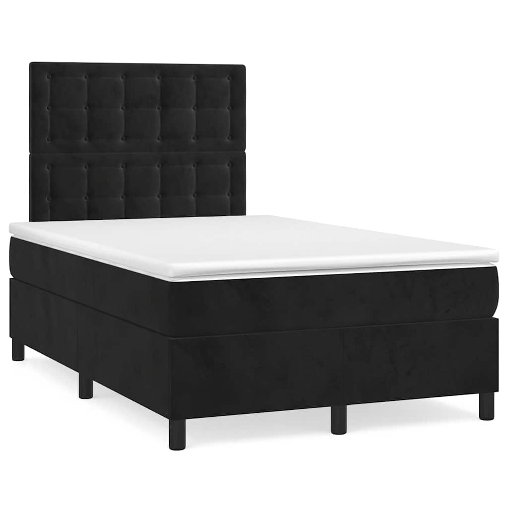 vidaXL Κρεβάτι Boxspring με Στρώμα Μαύρο 120x190 εκ. Βελούδινο